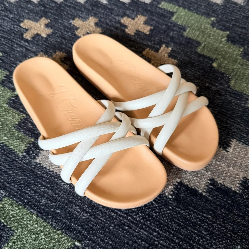 J.Crew Pacific Cushy Leather Strappy Sandals Cream White Size 8